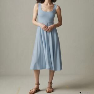 American Giant Women's Flex Tencel Fit & Flare Midi Dress Small Light Skies